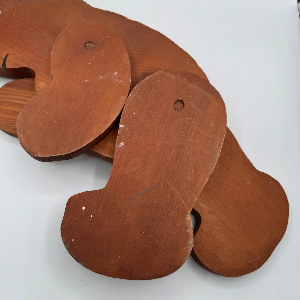 Wooden Bear Wall Decor Kids Room Brown Folk Art Articulated 16.5in Shelf Sitter